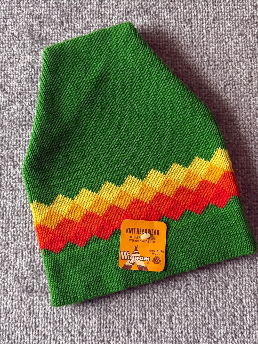 NWT Vintage Wigwam 100% Pure Wool Ski & Snow Beanie 8.5" x 10.5"